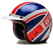 View Item New Heritage Lambretta British Union Jack Flag Open Faced Peaked Scooter Helmet